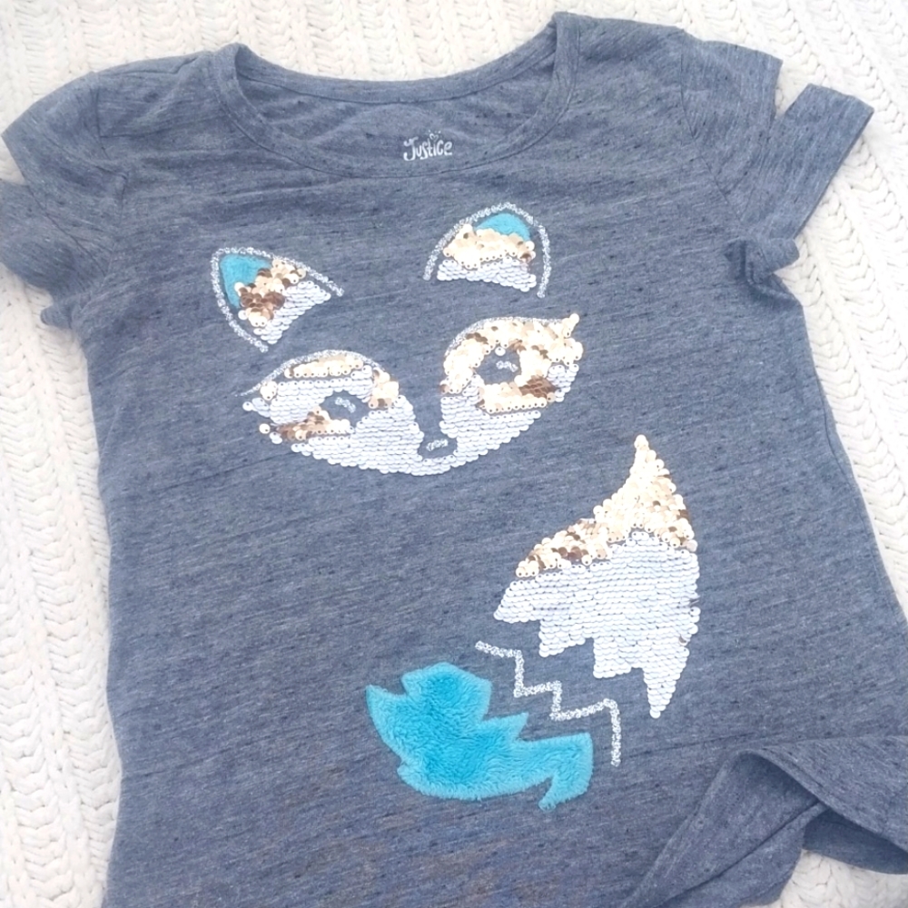 Justice Girls Fox Shirt Sequins